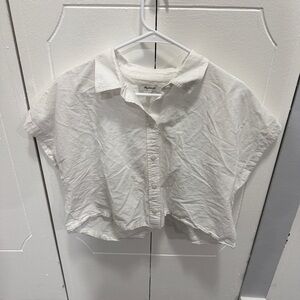 Madewell White Button Down Batwing Short Sleeve